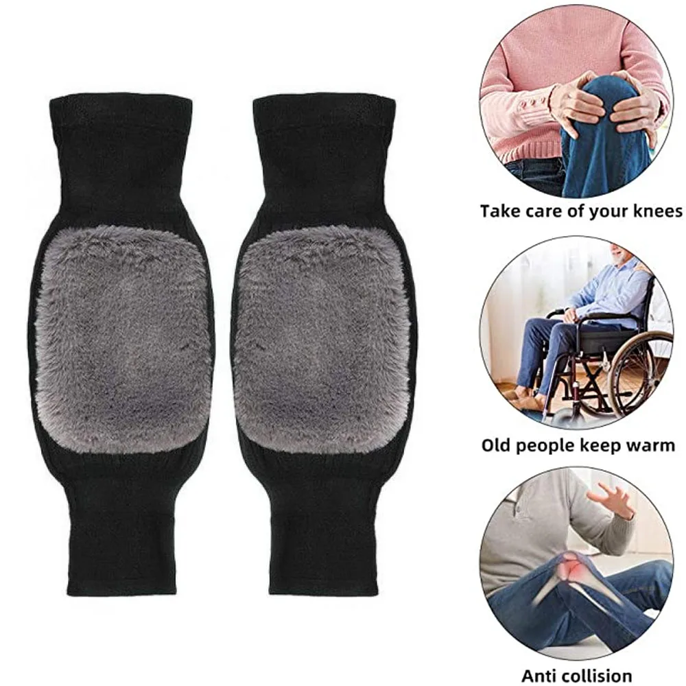 1 Paar Kasjmier Kniebeschermers Warmer Voor Mannen Vrouwen Dubbele Dikke Wol Bescherming Knie Winter Cadeau Wind En Koude Kniebeschermer