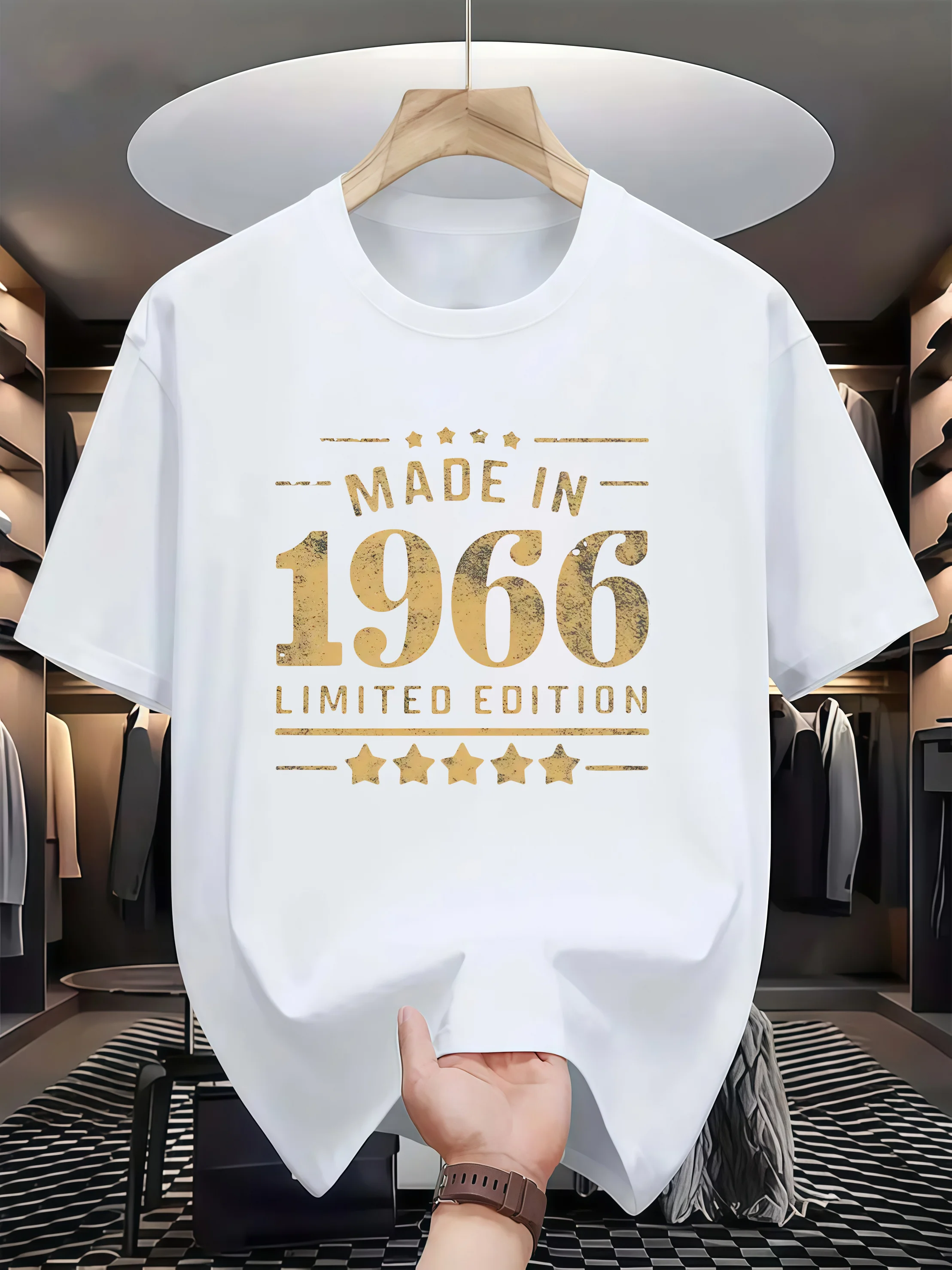 Retro Made in 1966 Limited Edition Graphic Tee for Men Breathable 100% Cotton Perfect for Summer Streetwear Casual Style