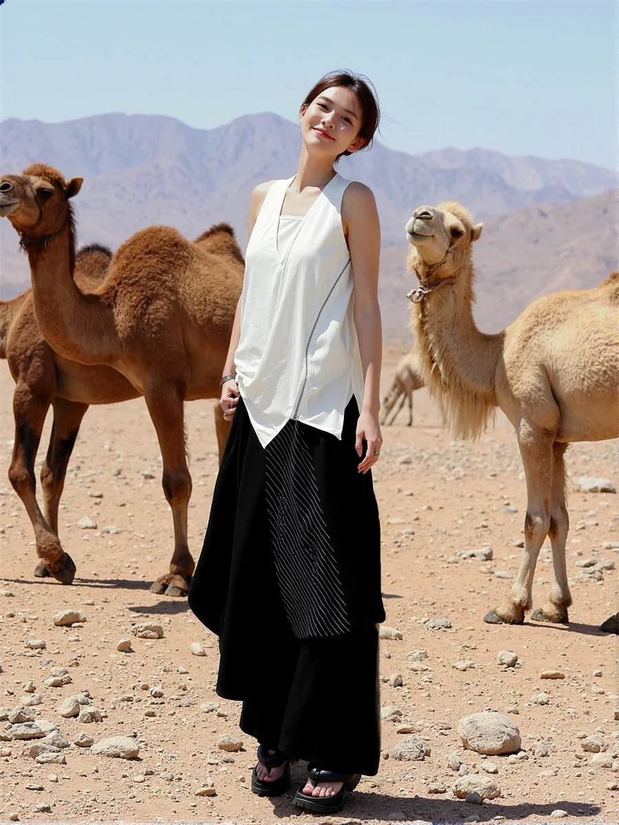 امرأة السراويل جرس أسفل الطبقات سلسلة التفاصيل المرأة منفعل بارد الشارع الشهير أزياء عالية الخصر مستقيم الساق سليم صالح الأسود فاسق #6