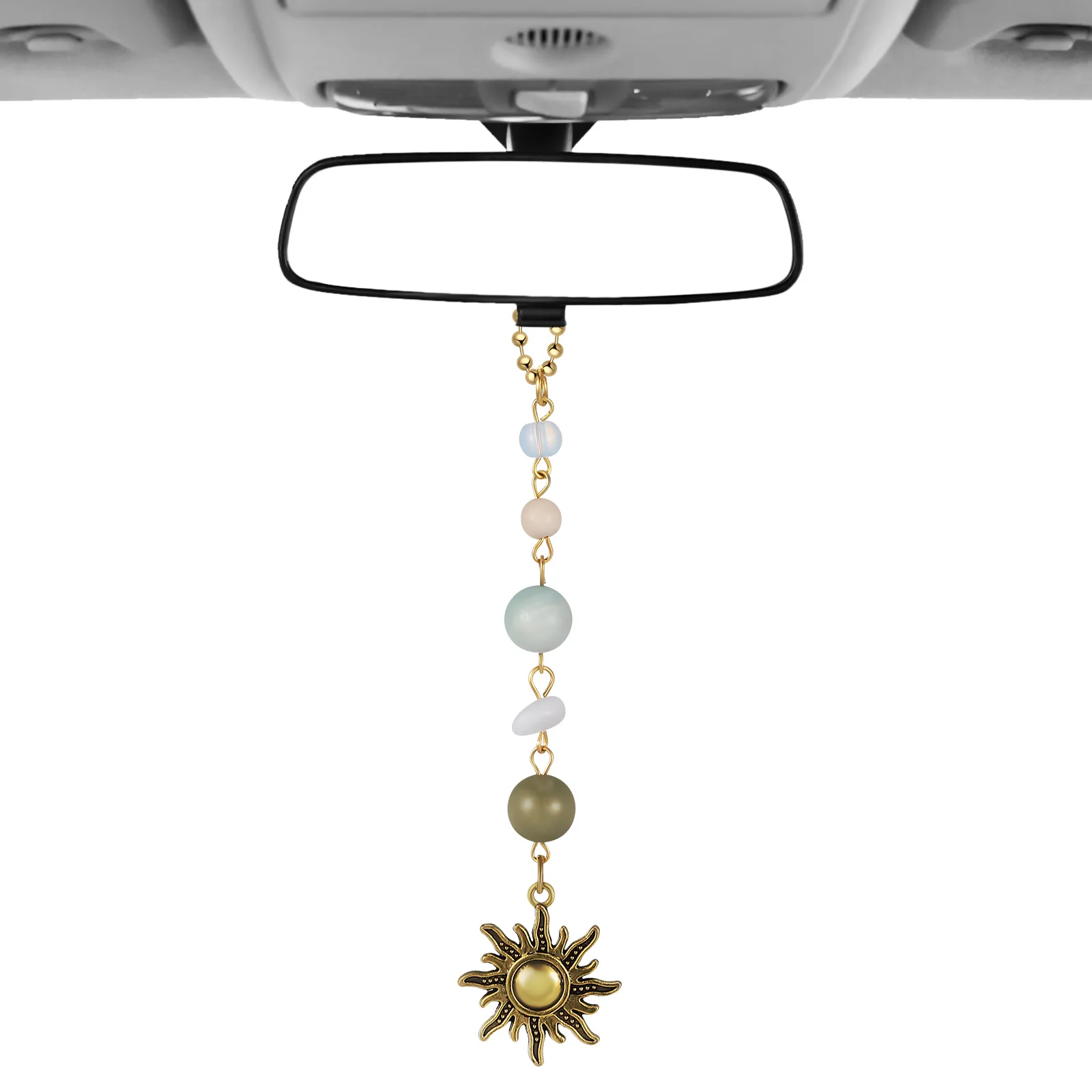 

Mirror Hanging Charm Glossy Beads Rear View Decor Interior Accessories Universal Fit Vehicle Pendants Car