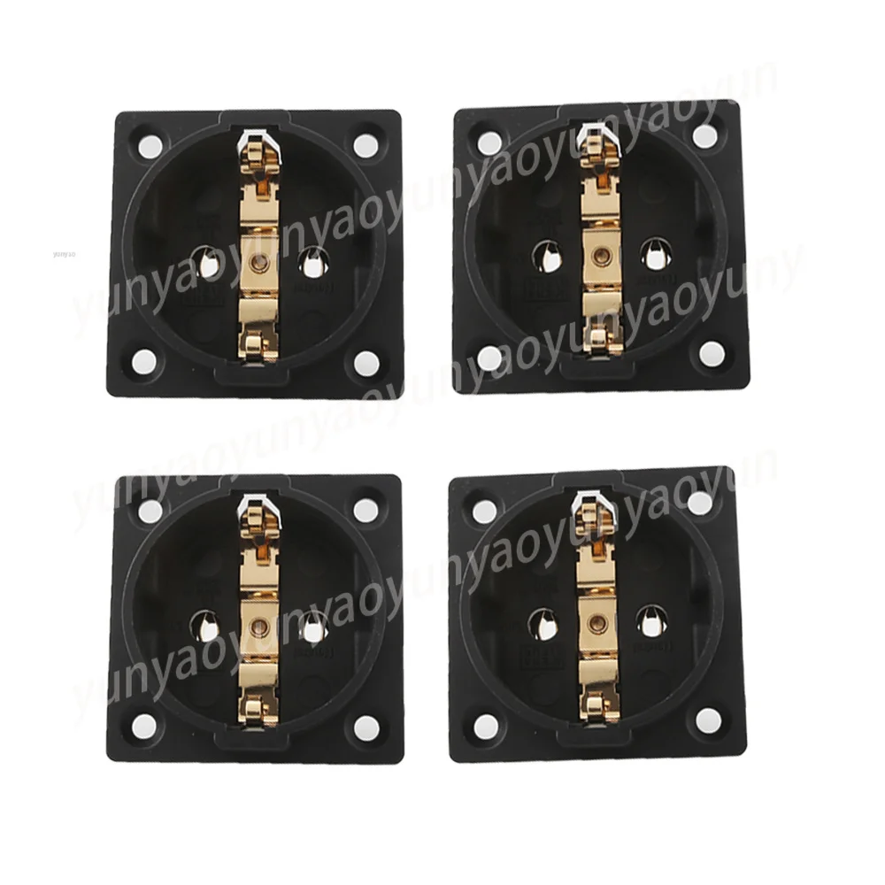 AE03G Rhodium Gold Plated EU Schuko Socket AC 250V 16A Power Outlet Plug Inlet Adapter