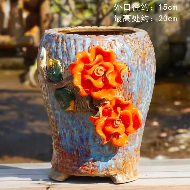 3D flower pot handmade vintage clay juicy planting pot