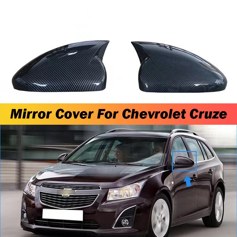 

2pcs Ox Horn Side RearView Mirror Cover Caps Black Carbon Look for Chevrolet Cruze 2009-2012 Car Accessory