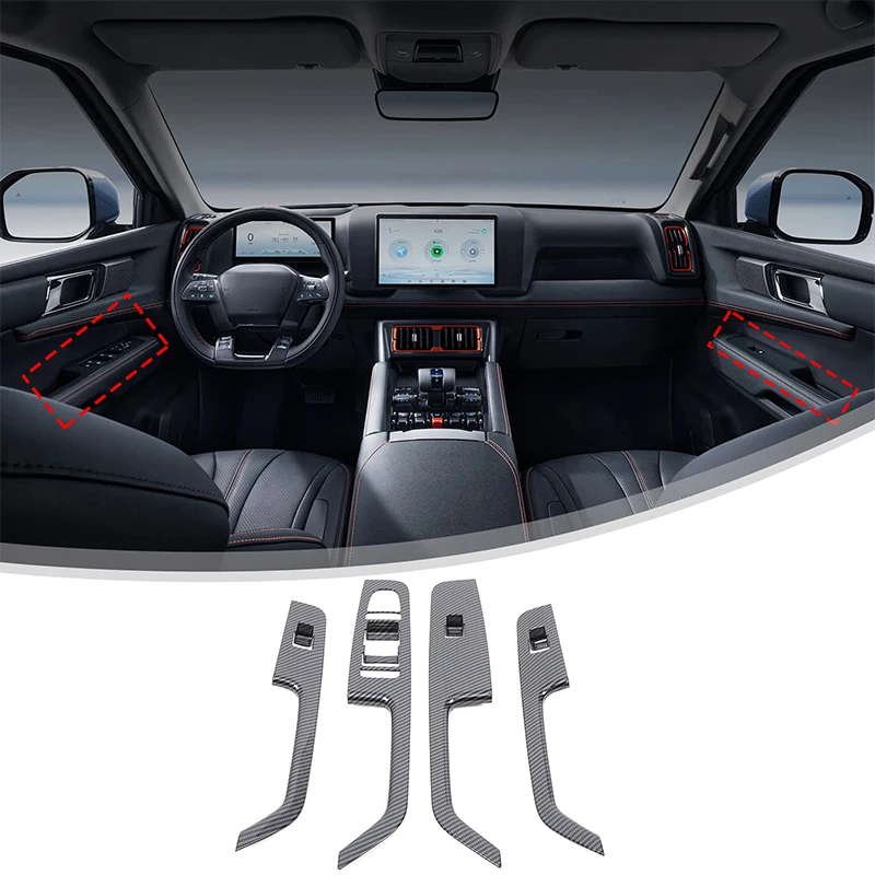 

Window Lift Switch Button Panel Switch Trim Stickers Protector Cover Car Interior Accessories For BYD SHARK 2024 2025 LHD