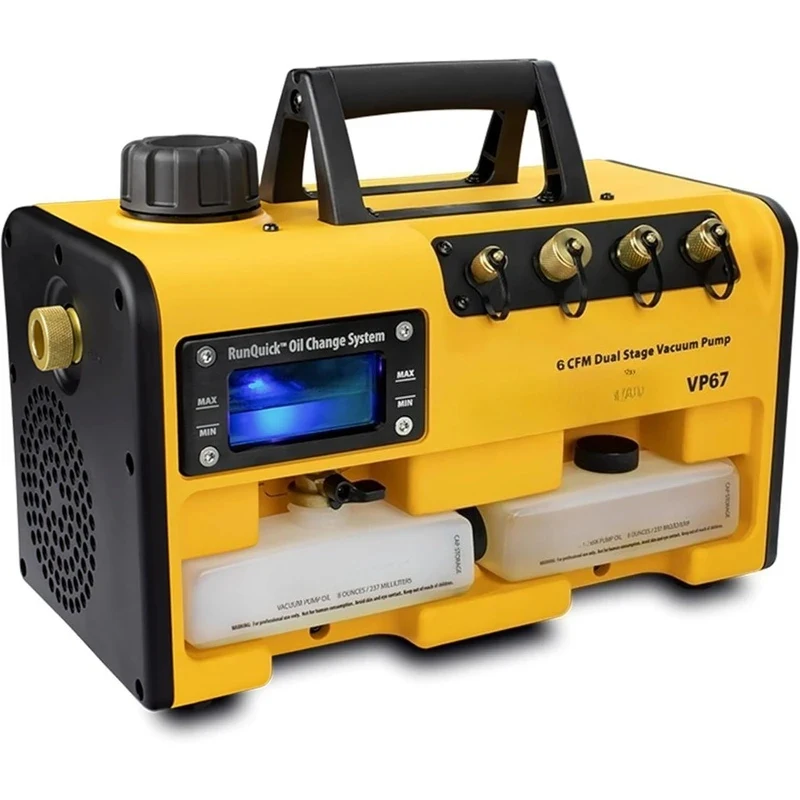 

Portable HVAC Vacuum Pump – Motor Driven, Quick Oil Change System, Aluminum Body, Easy to Carry