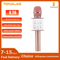 TANALAZ K20 Karaoke Microphone Bluetooth Wireless Mic with Magic Sound LED Light Portable Singing Machine for Home Party Gifts