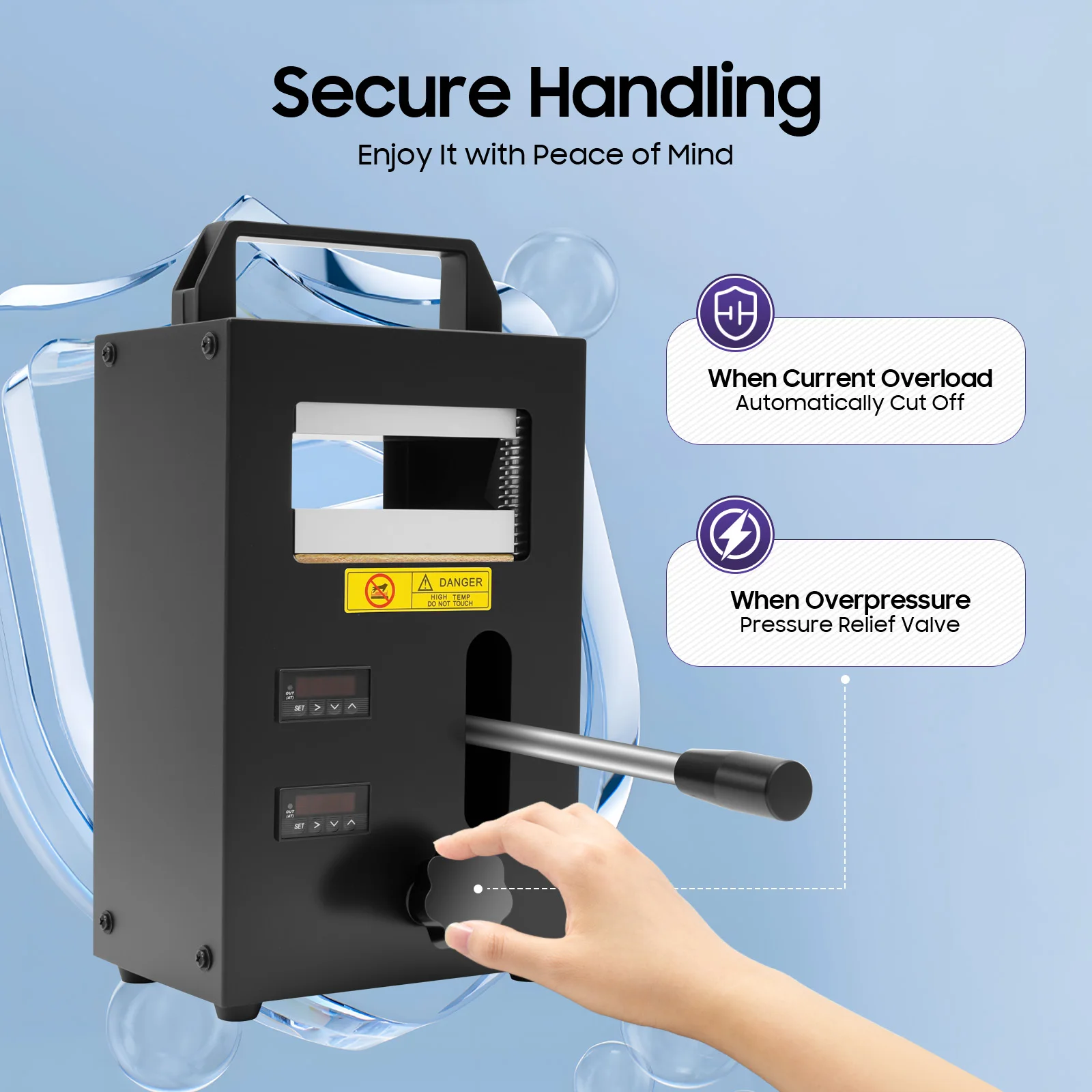 800W Hydraulic Heat Press Machine Dual Heating Plates 2-4T Pressure Max Temp 400℉ for Plant Flower Oil/Embossing/Plastic Bonding