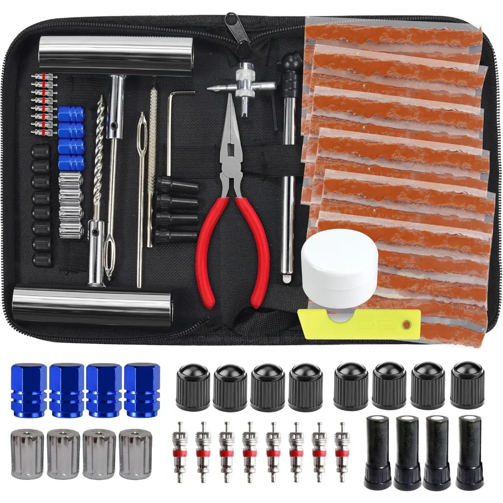 

Комплект для ремонта шин, 68 шт. Комплект пробок для шин для тяжелых условий эксплуатации, универсальные инструменты для ремонта шин Ремонт проколов плоских шин для автомобиля, мотоцикла, грузовика