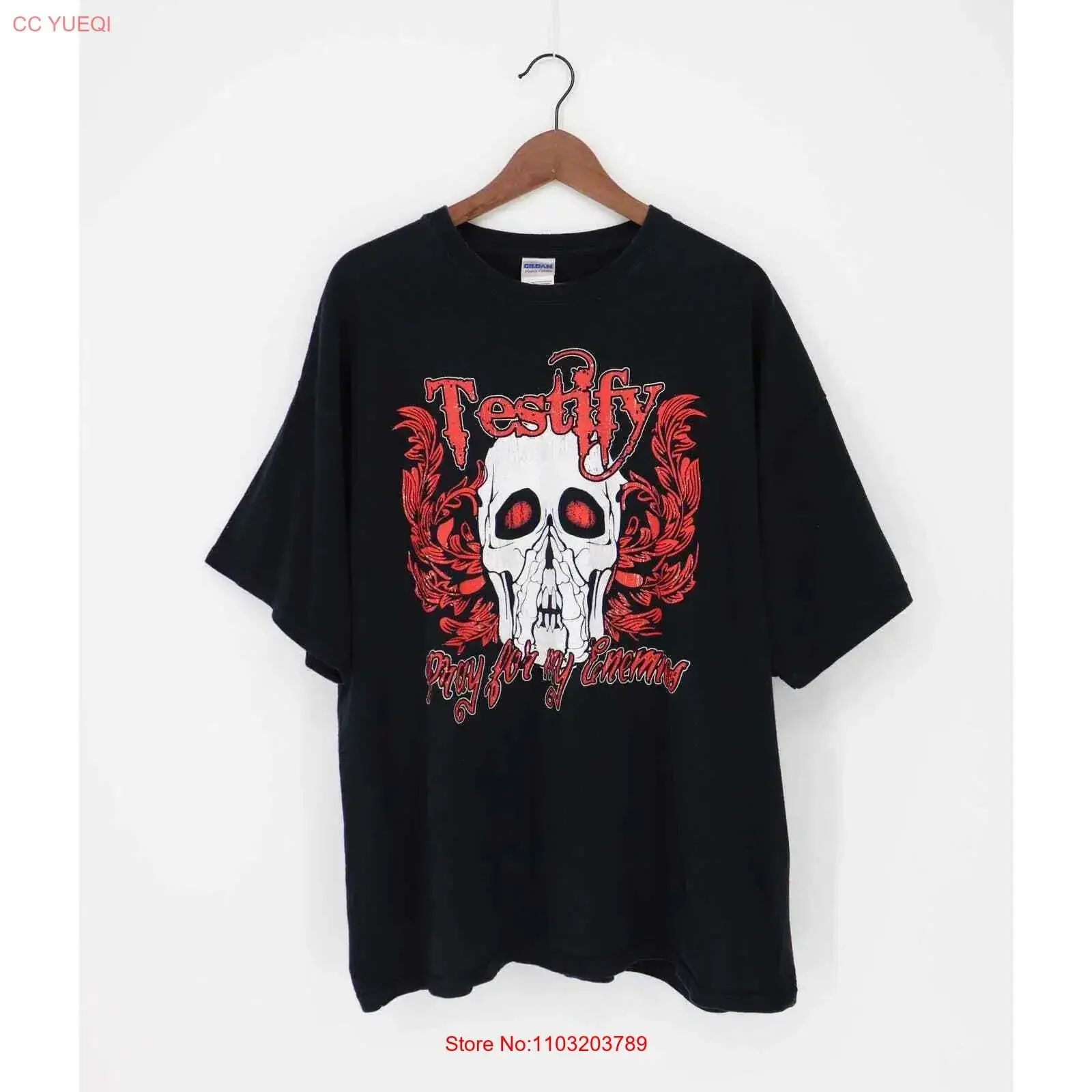 TNA WRESTLING TESTIFY T-Shirt SCHWARZ 2XL Vintage Washed Unisex-Grafik Leicht im Streetwear-Stil Bequem Atmungsaktiv Stilvoll