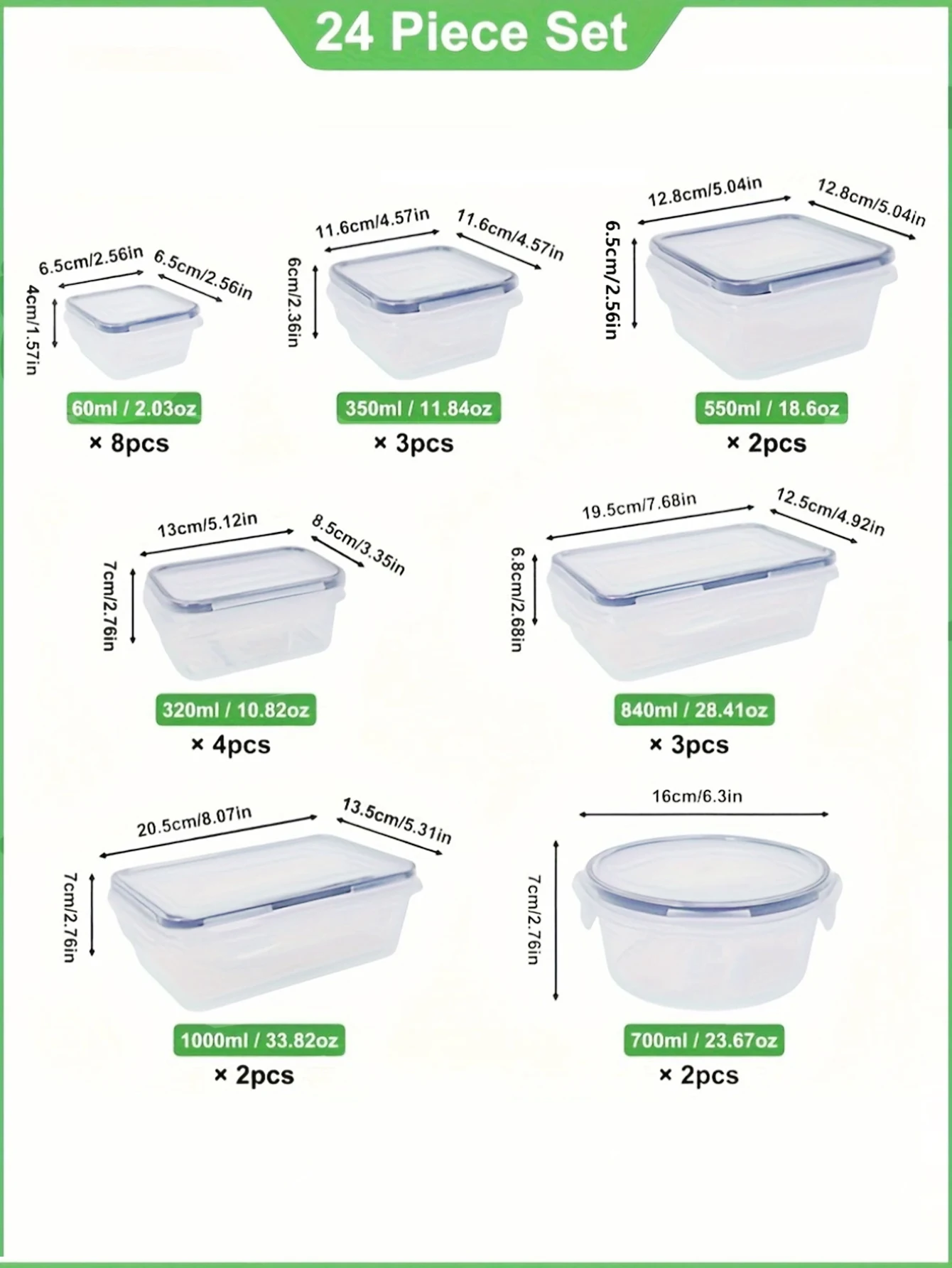 24pcs Sealed Plastic Food Storage Containers for Kitchen Storage and Organization Leak Proof Food Containers with Labels, Pens