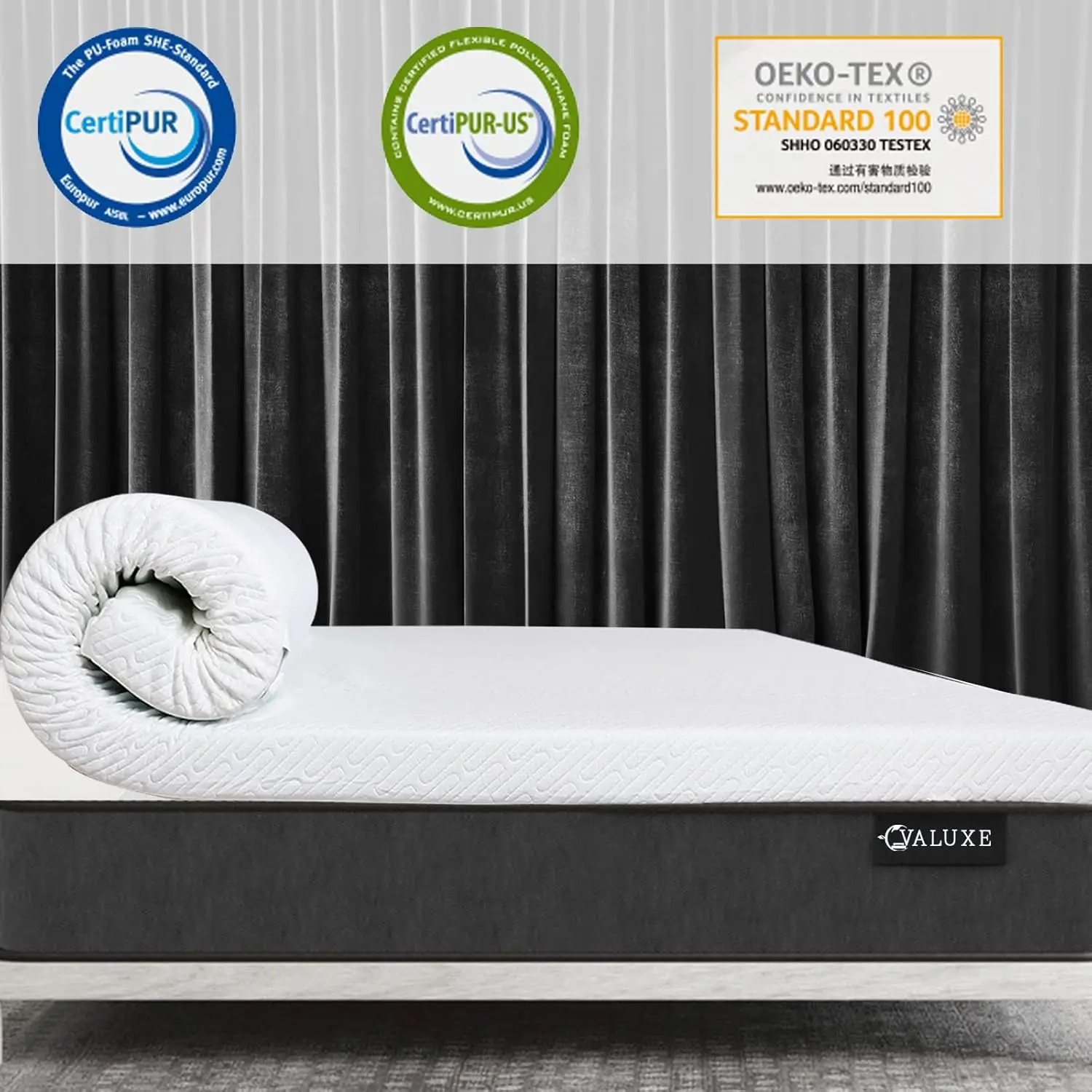 4 Inch Gel Memory Foam Mattress Topper Queen Size High Density Cooling Pad Pressure Relief Bed Topper (with Removable & Washable