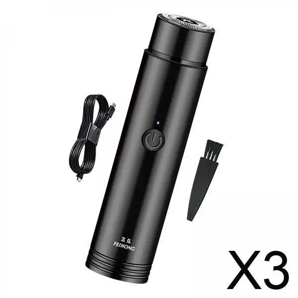 

Men’s Rechargeable Electric Shaver Double Turbine Rotary Razor Waterproof Easy Clean Pocket Shaver for Travel