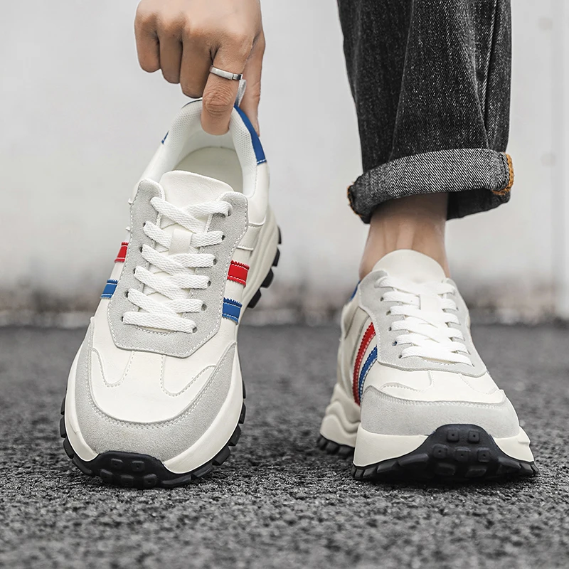 Mens heightening shoes rubber soft sole durable casual shoes height increase of 6/8/10 centimeters suitable for men to wear