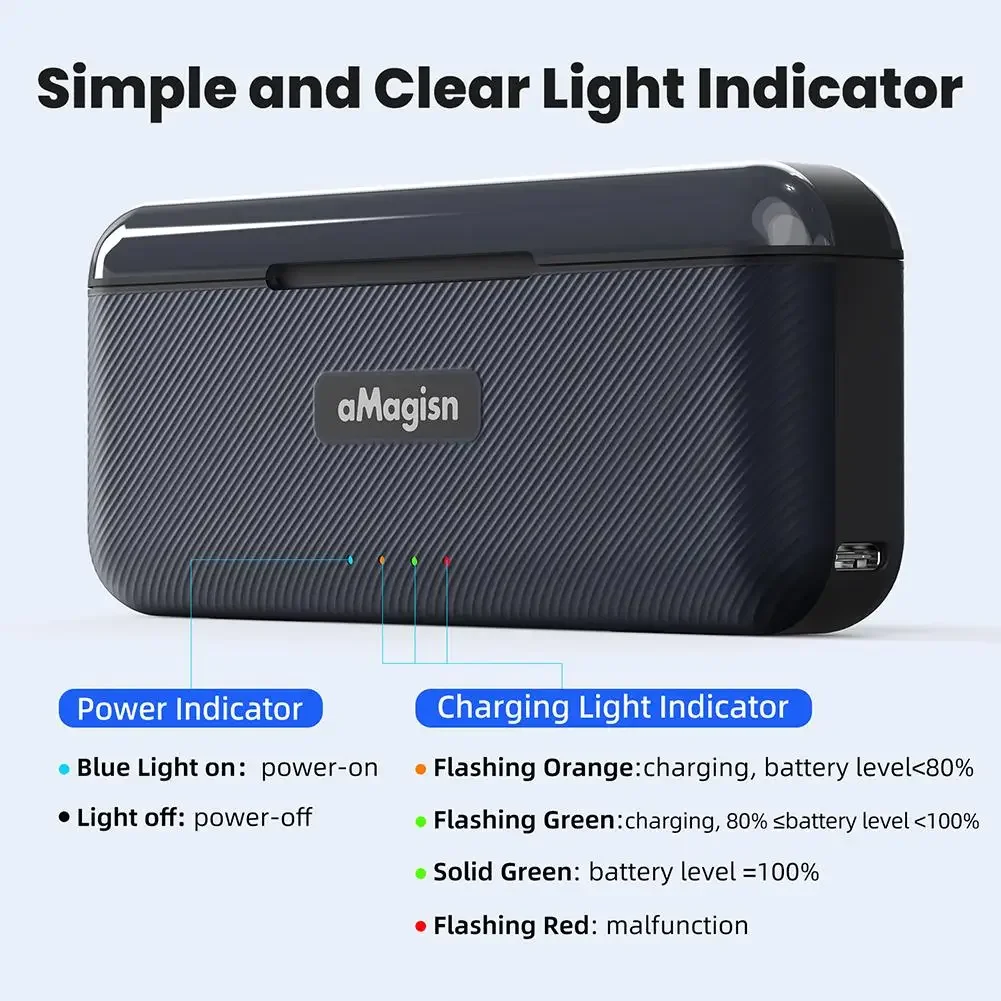 For DJI Action 5 Pro Battery Charger Fast Charging Case 3-Channel Battery Storage Case With Slots & Type C Cable Parts