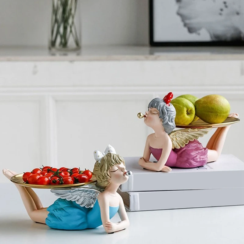 Nordic Bubble Girl Storage Tray Sculpture Ornaments Desktop Sundries Tray Characters Statue Crafts Home Decor