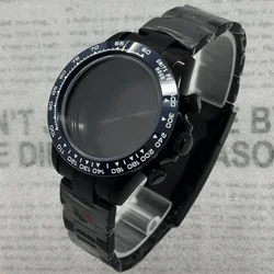 Black Watch Case Watch Accessories Stainless Steel Sapphire Crystal Waterproof for Seik Movement VK63A for Daytona with Bracelet