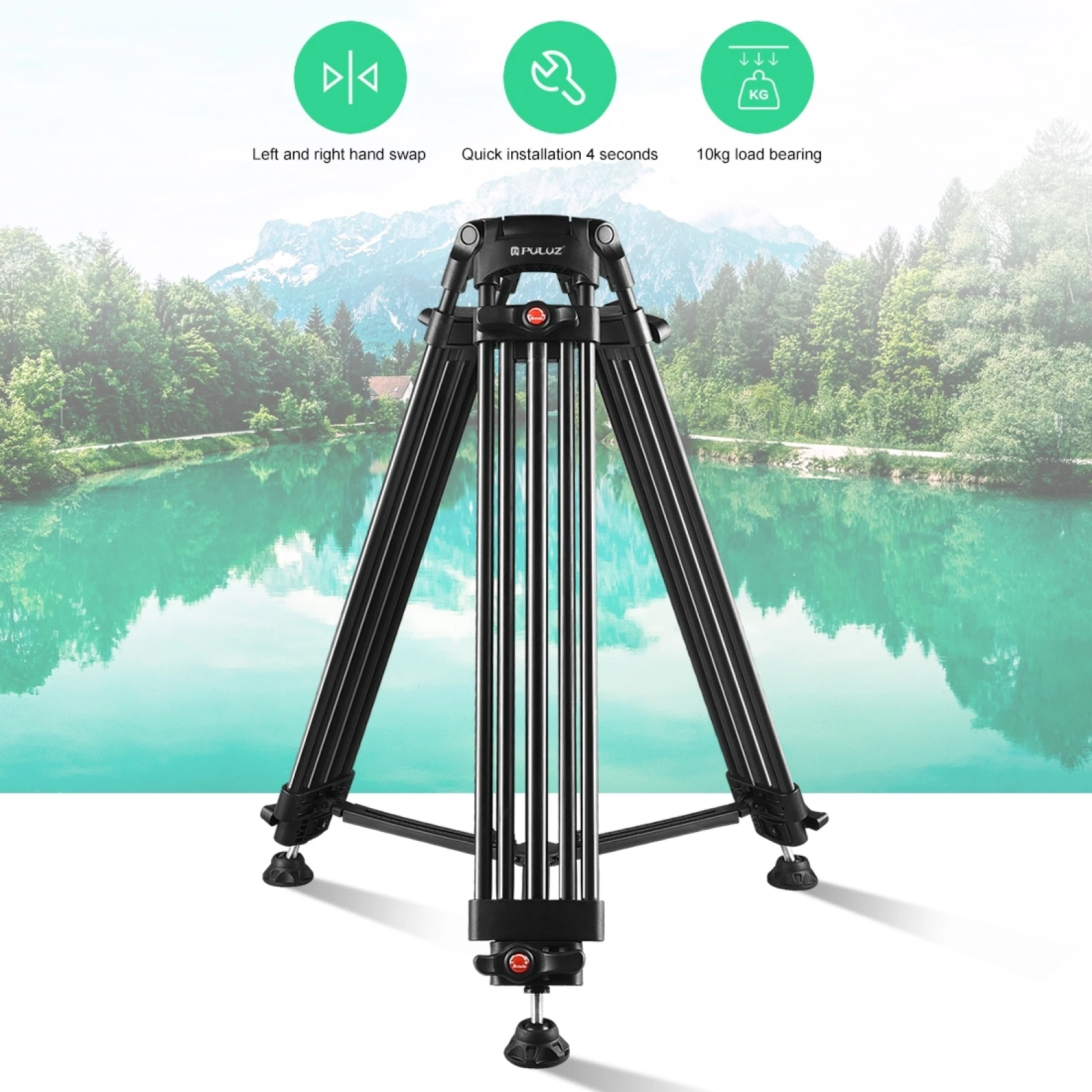 PULUZ Professional Heavy Duty Camcorder Aluminum Alloy Tripod