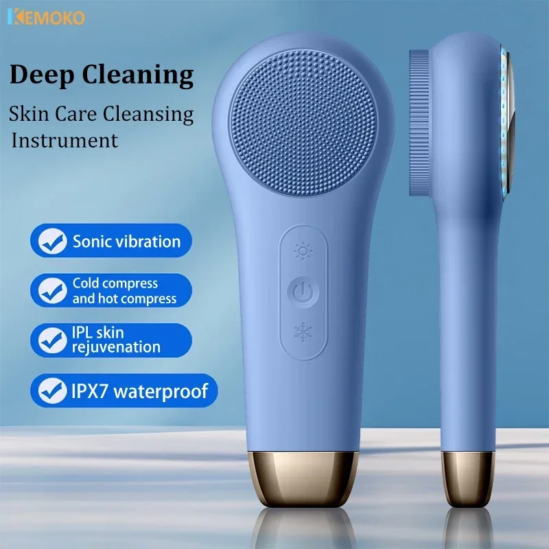 Electric Silicone Facial Cleaning Brush Face Cleanser Wash Machine Skin Pore Blackhead Remover 45℃ Skin Massager Facial Cleanser