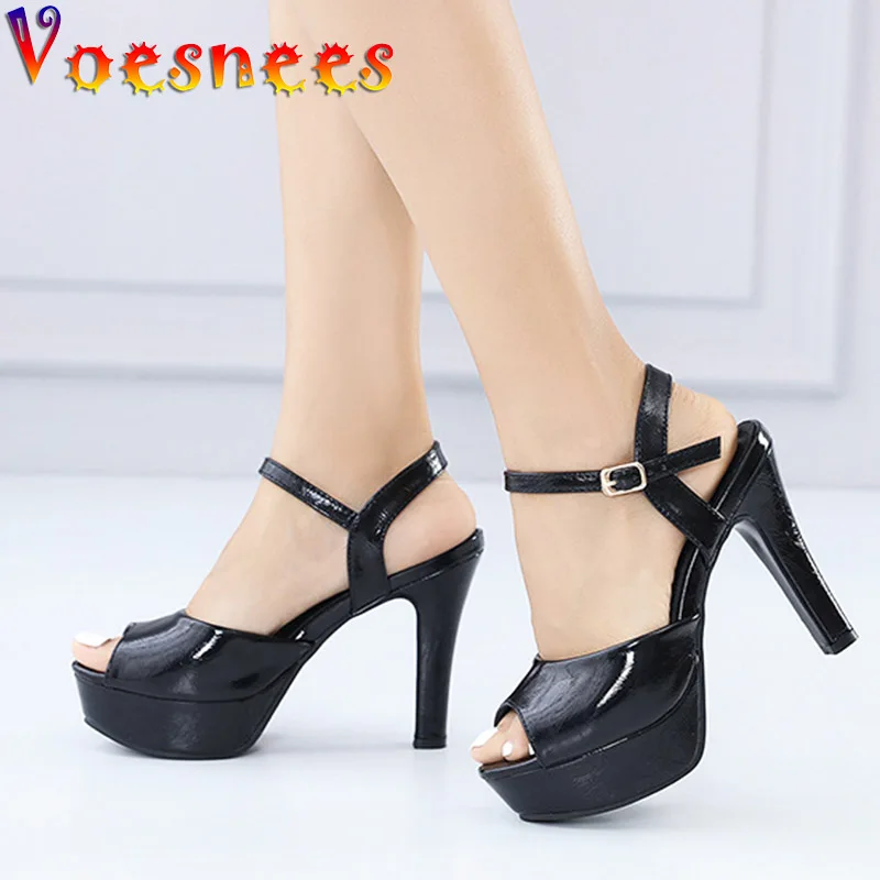 

New Platform High Heels Sandals Sexy Buckle Strap Gladiator Party Dress Women Pumps Plus Size Summer Simple Style Career Shoes