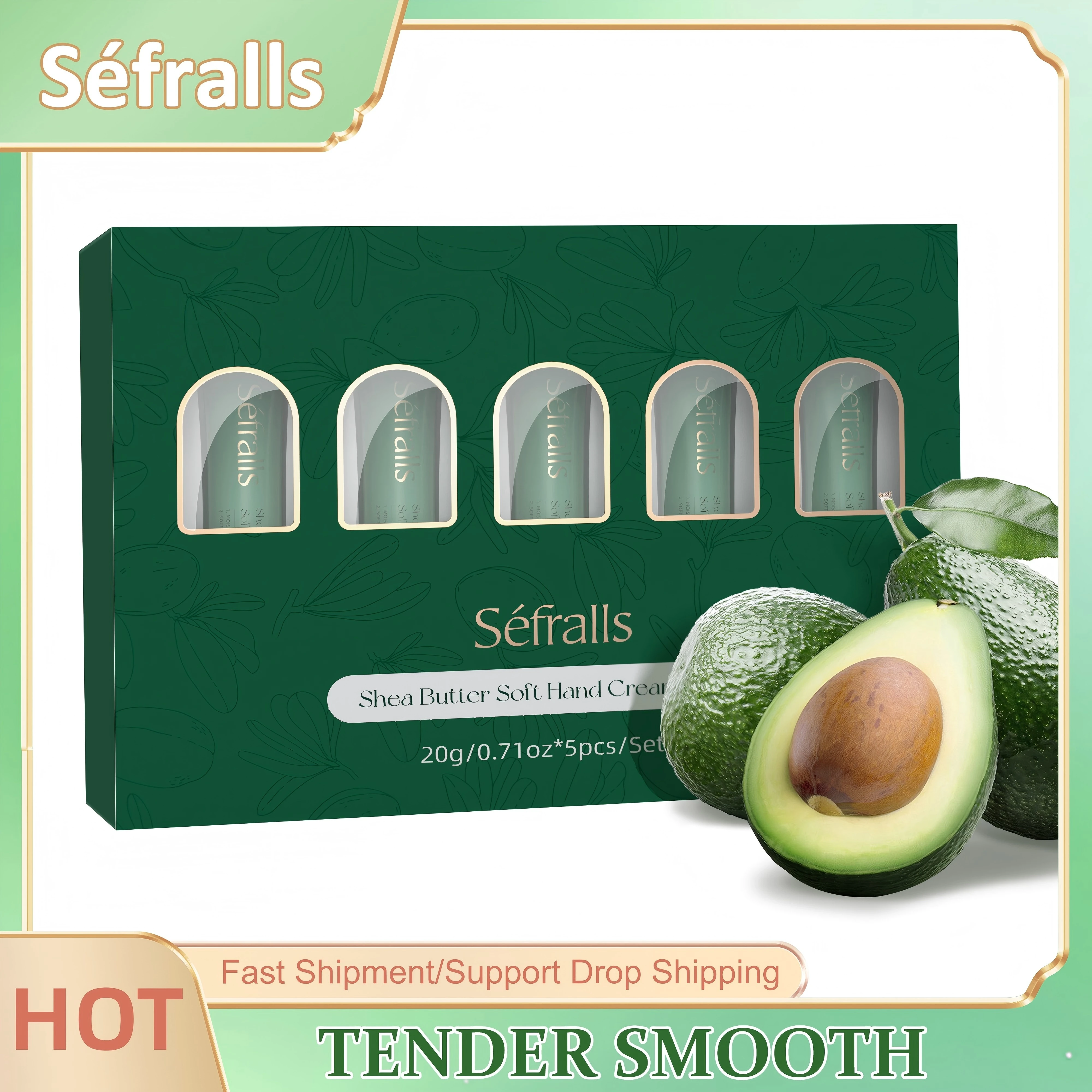 

Séfralls Shea Butter Hand Cream Set 5pcs - Deep Hydration Moisturizing Softening Formula Portable Travel Size 20g Each