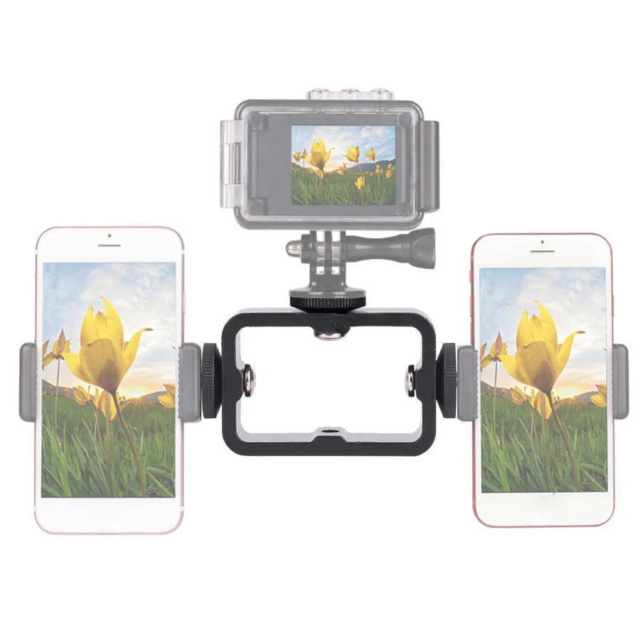 3 in 1 Holder Head Mount Flash Bracket Adapter phone Bracket Light Stand Holder For Gopro Live Broadcast Selfie Camera