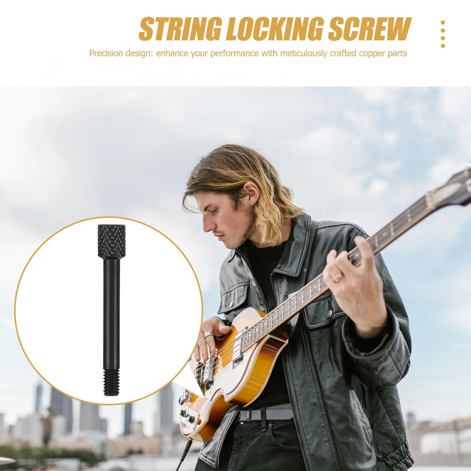 

6Pcs Electric Guitar Bridge Copper Screws Meticulously Crafted Functional Stylish Modern Touch Metal String Locking Screws