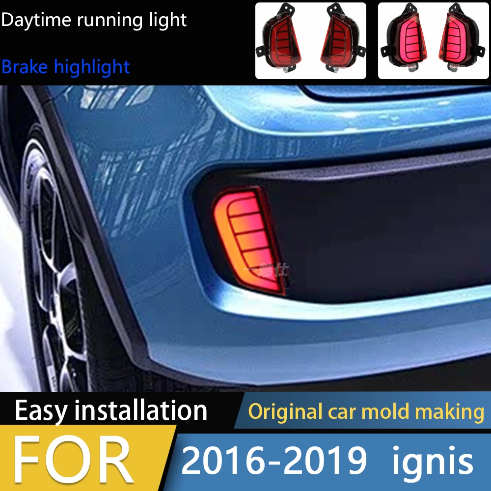 

CSGJMY 2Pcs For Suzuki Ignis 2016 2017 2018 2019 Led Brake Lights Rear Bumper Reflector Driving Lamp Braking 12V Waterproof