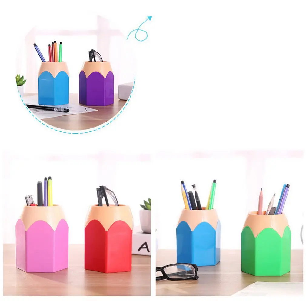 Neue Bleistift Topf Kreative Make Up Pinsel Stift Vase Halter Container Schreibwaren Kunststoff Schreibtisch Veranstalter Tidy Schule Büro Liefert