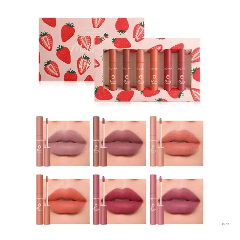 6 Colors Waterproof Lipstick Set for Various Makeup Looks Elegant Matte Lips Gloss for Women Girls Color Maintenance