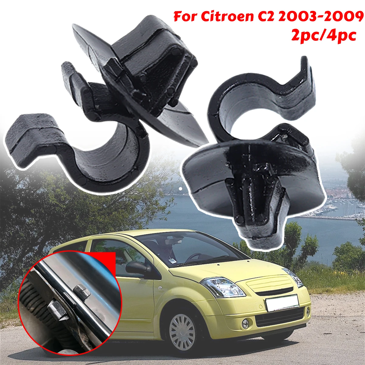 2/4pc Bonnet Rod For Citroen C2 2003-2009 Clip Support Stay Strut Arm Retainer Holder Prop Buckle Clamp Under Lock Hood Fittings
