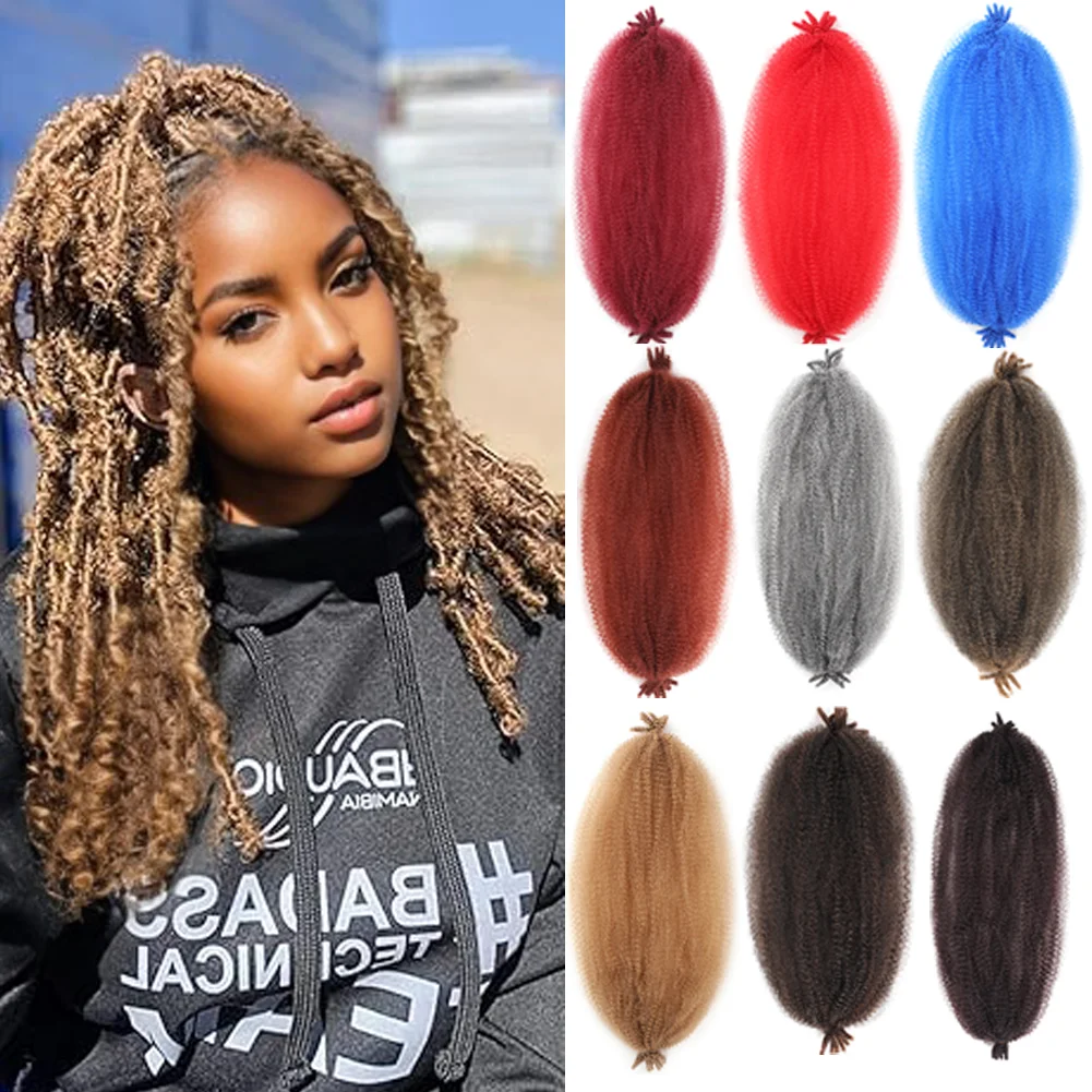 Kinky torção marley trança crochê cabelo sintético pré-separado elástico torção cabelo para borboleta locs tranças