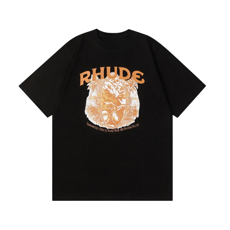 Camiseta de manga corta con cuello redondo y estampado de logotipo de la marca RH American UDE High Street, nueva camiseta vintage de verano para hombres y mujeres