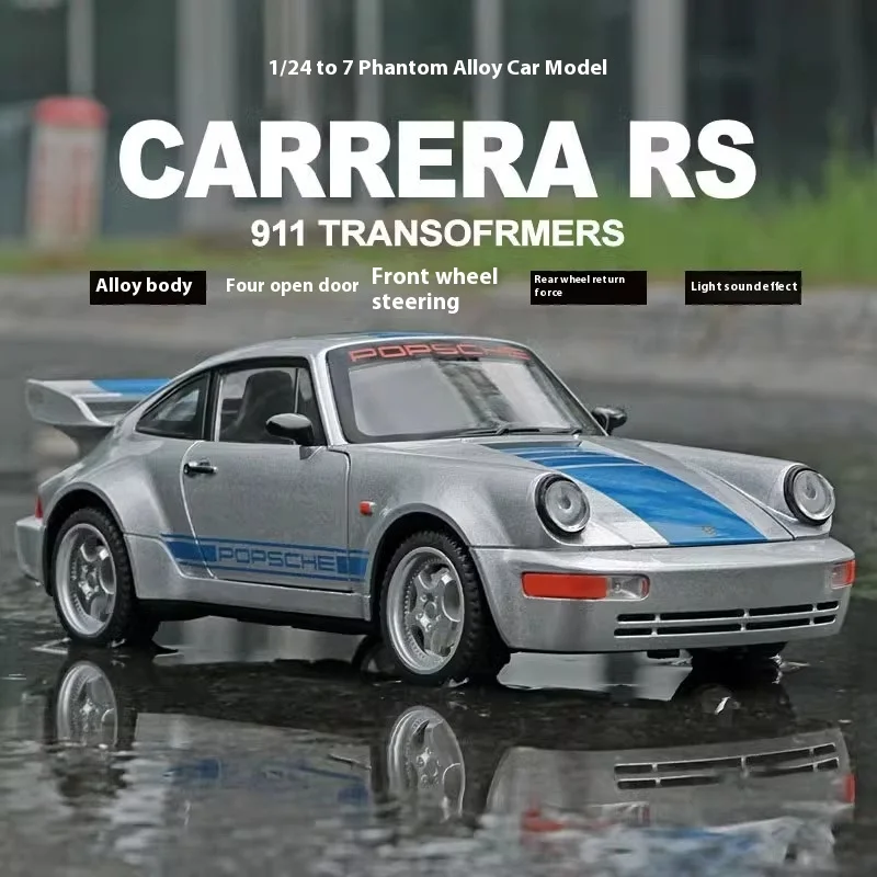 1:24 Porsche 964 RS Classic Sports Car Trendy Play Simulation Metal Diecast Alloy Model Collection Decorative Gift Boys Display