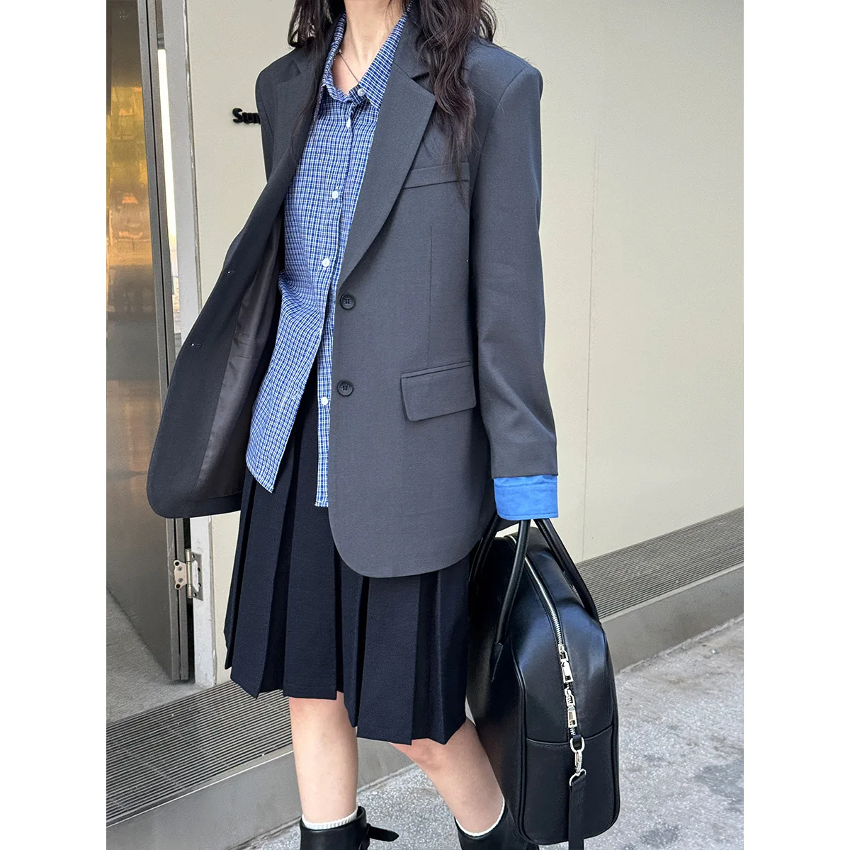 2026 Women's High-end Temperament Suit Jacket Women's Spring New Style Color Blocked Cuffs Loose Casual Suit Top Versatile