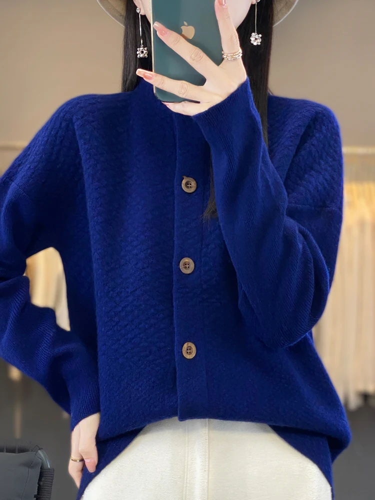 

Ladies' temperament thickened texture wool cardigan