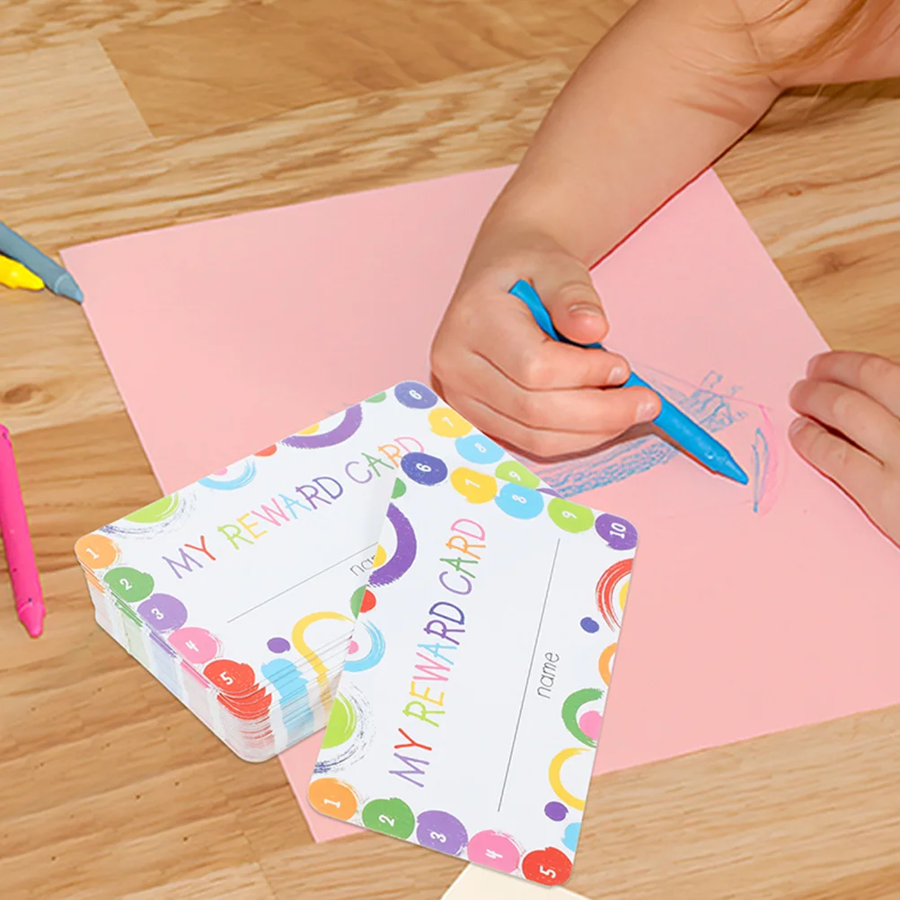 

100 Sheets Behavior Reward Cards per Pack 5x9cm Punch Cards Classroom Teaching Encouraging Students Learning Housework