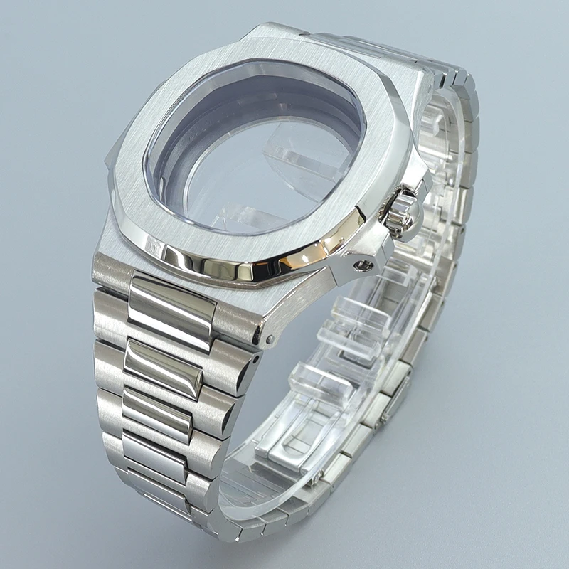 Silver/Black 40mm Luxury Watch Cases Strap Parts For NH35 NH36/34 NH38 NH72 Movement 29mm-30.8mmDial Sapphire Glass Mod Nautilus