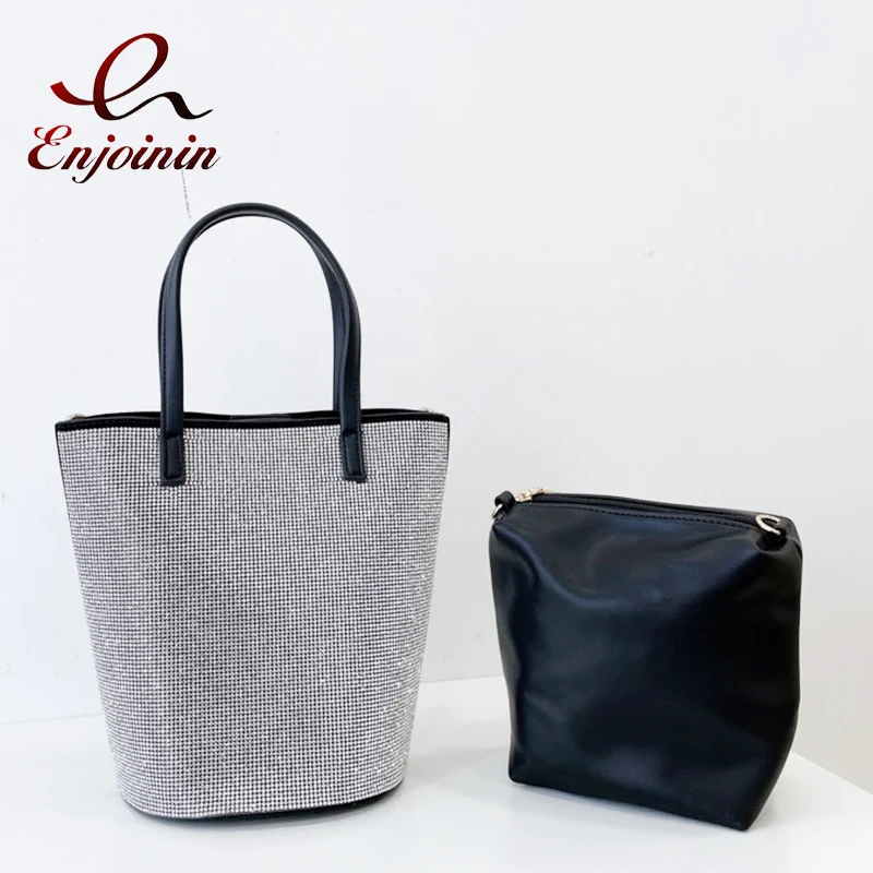 Borse e borsette da donna di lusso con diamanti borsa a tracolla da donna di design borsa a secchiello con strass in argento borsa a tracolla