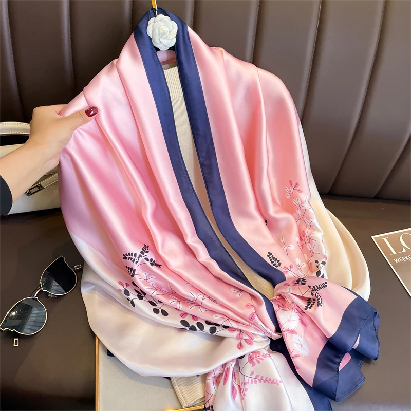 180*90cm Brand Summer Women Scarf Fashion Quality Soft Silk Scarves Female Shawls Foulard Beach Cover-Ups Wraps Silk Bandana