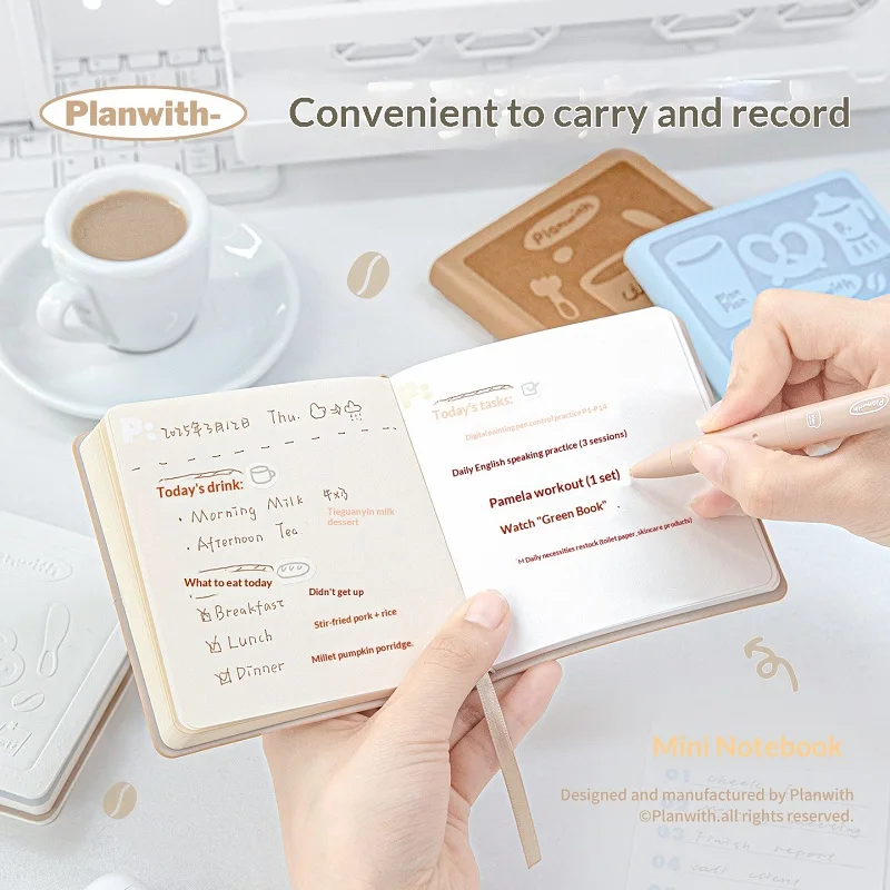 

Planwith Cute Square Mini Notebook with Soft PU Cover & Two-Tone Pages,Student Portable Planner for Schedule, Memo,Journal,Gift