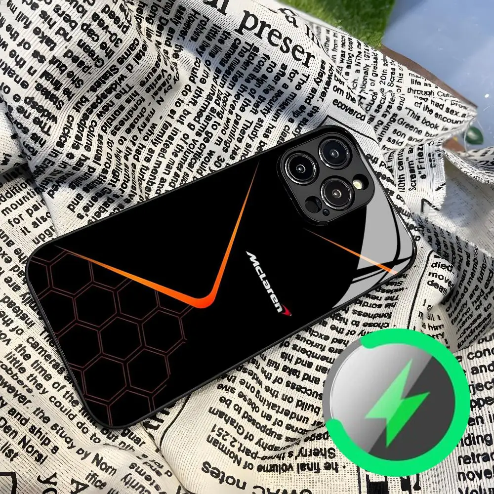 Coque de téléphone SuperCar M-McLarenS pour iPhone 17 Air 16 15 14 12 11 13 Pro Max Mini Plus, avec attraction magnétique et couvercle en verre