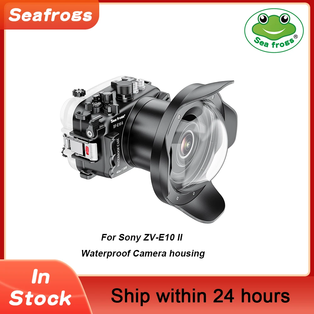 Seafrogs IPX8 40M/130ft Underwater Camera Housing Flat Port Waterproof Diving Case For Sony ZV-E10 IISurfing Photography