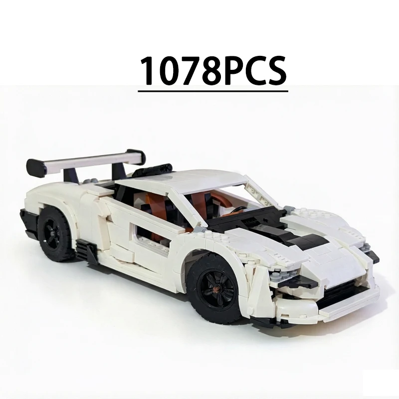 Super Sports Car Super Track Racing Custom Building Block Car Model 1078-Piece Set DIY Birthday Toy Christmas Gift