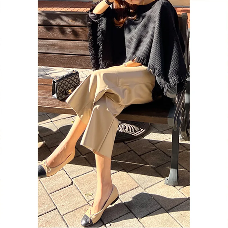 سراويل نسائية واسعة الساق بتصميم جديد لعام 2025 سراويل مستقيمة عالية الخصر للأشخاص القصير موضة غير رسمية للخريف والشتاء #1