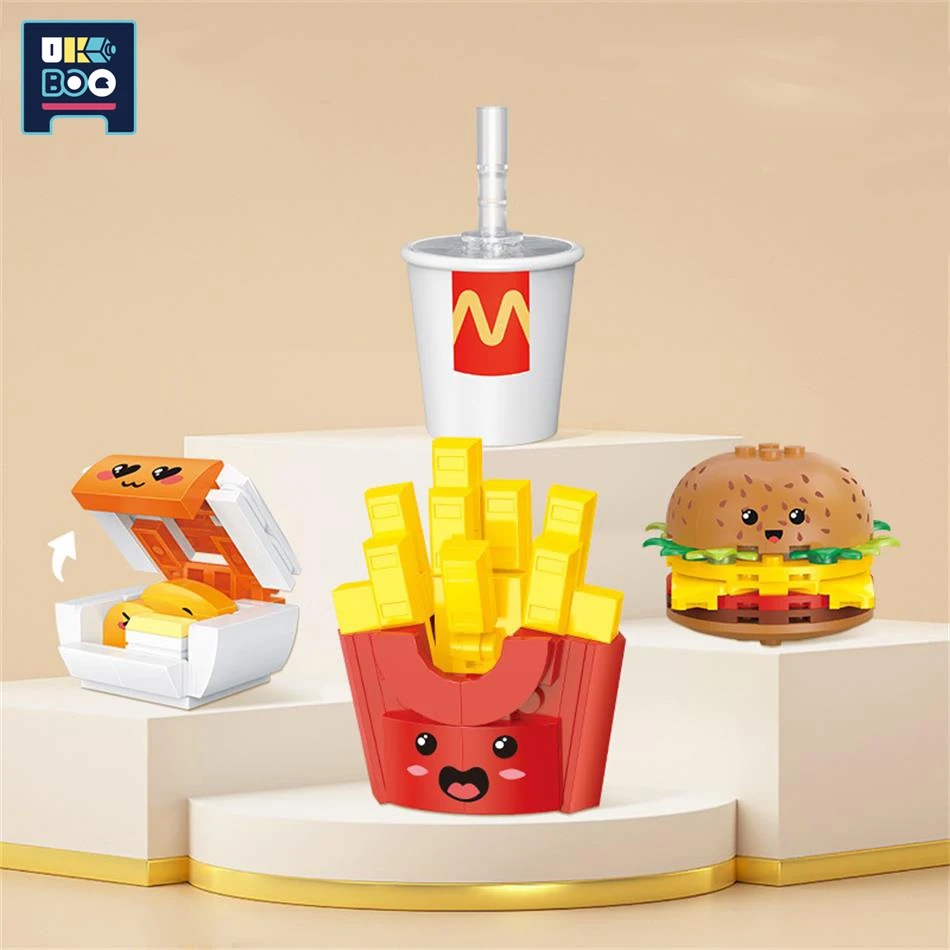 Hamburger Building Blocks 261pcs French Fries Fried Chicken Models Bricks Cartoon Fast Food Set Children\'s Toys Kids Gifts