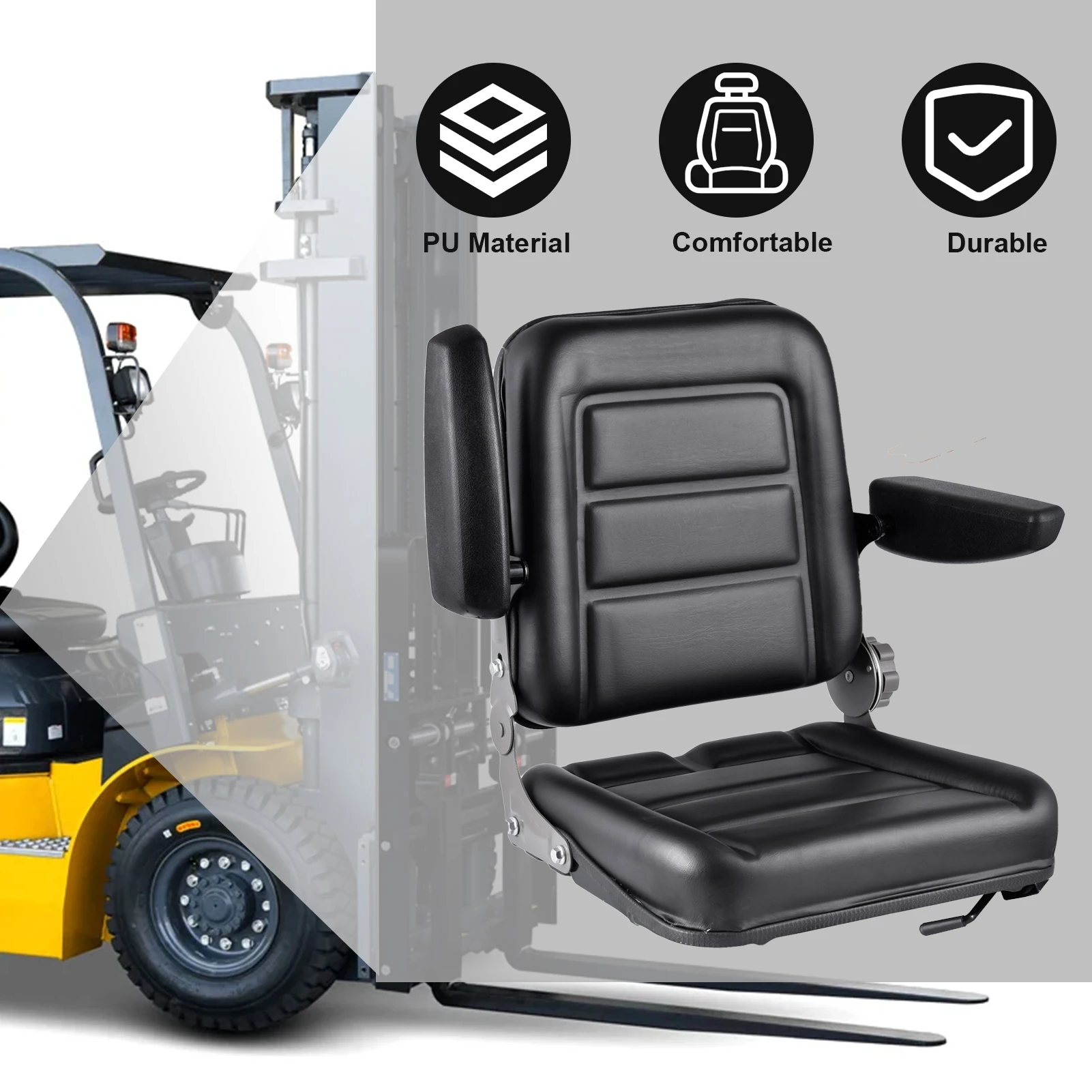 

Компактное сиденье для вилочного погрузчика с ремнем безопасности, регулируемым углом наклона спинки, для газонокосилок, телескопических погрузчиков, ландшафтной техники