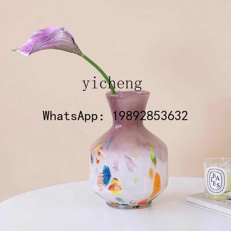 FY vase glass ornament living room flower arrangement medieval dining table art style