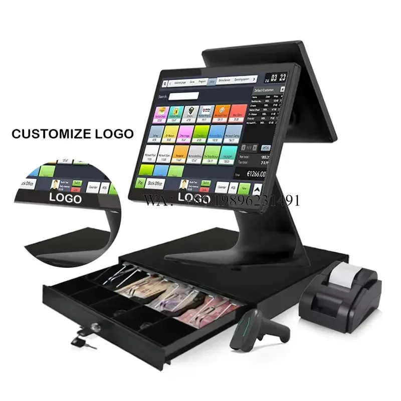 High-Brightness Touch Screen LCD POS System with Thermal Printer and Barcode Scanner for Service Equipment