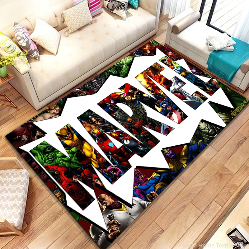 

Disney Avengers Marvel Logo Anti-slip Large Area Rugs Carpet for Living Room Decor Kitchen Bedroom Sofa Doormat Kids Floor Mats