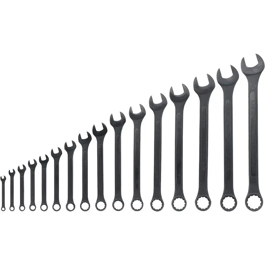 

03574A Jumbo Combination Wrench Set 16 Piece SAE 1 4 to 11 4 Raised Panel Construction